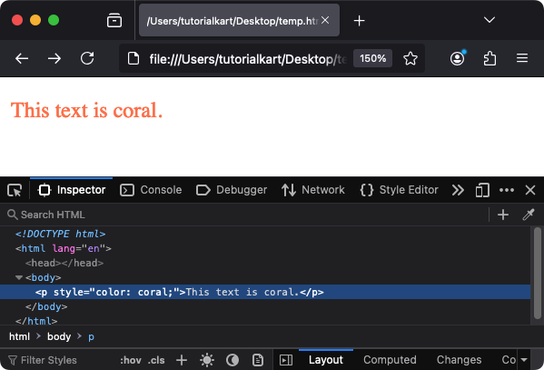 HTML Colors — пример именованных цветов