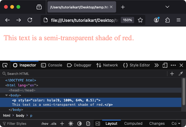 Цвета HTML — пример: цвета HSL и HSLA с альфа-каналом