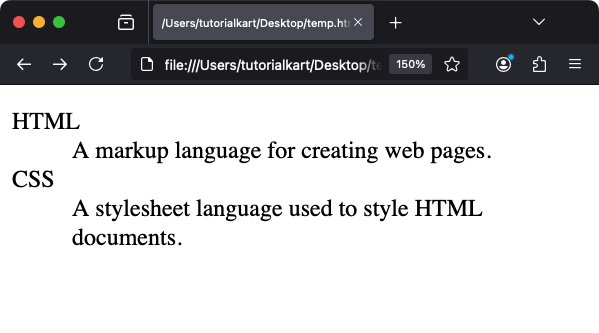 Списки HTML — примеры списков описаний