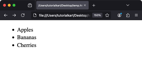 Списки HTML — пример неупорядоченных списков