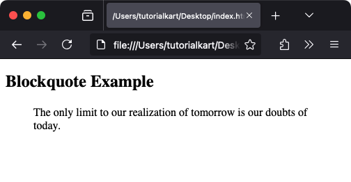 Базовый пример HTML-блокцитаты Тег