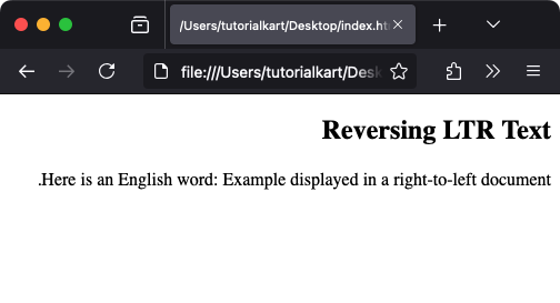 Изменение направления текста LTR в контексте RTL с помощью тега bdo