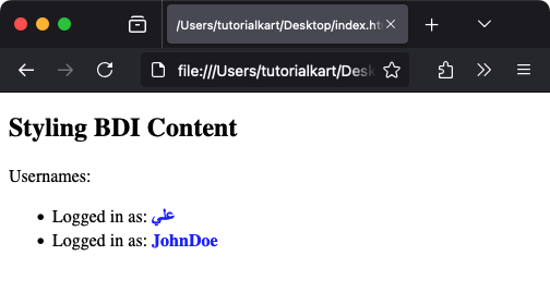 Использование CSS с тегом bdi
