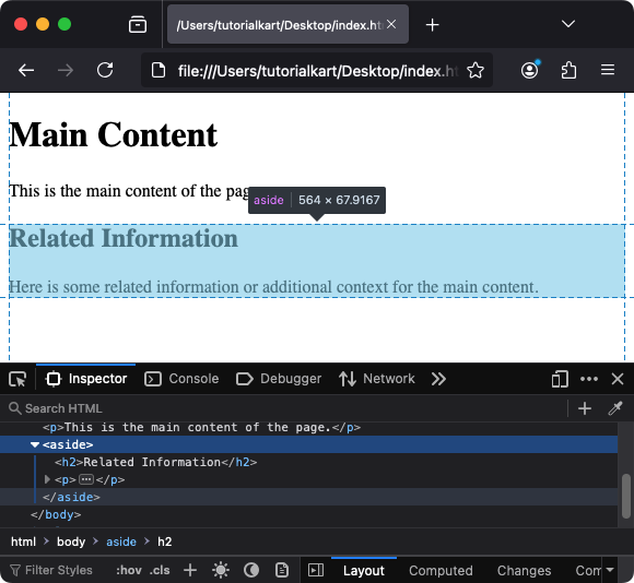 Пример тега HTML aside