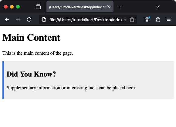 Пример тега HTML aside