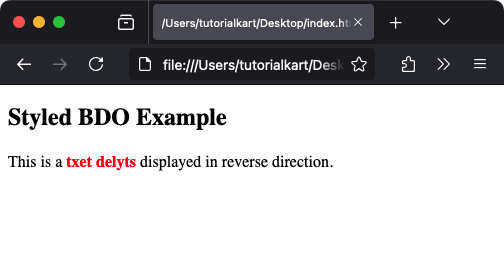 Пример использования CSS с тегом bdo