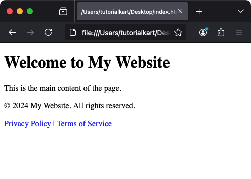 Базовый пример HTML-футера Тег