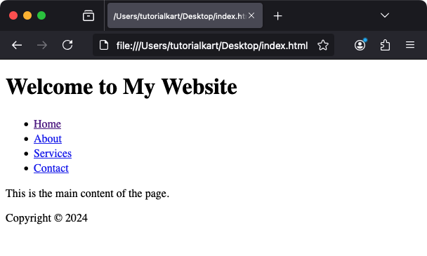 Базовый пример HTML-тега nav