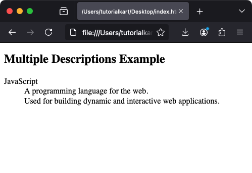 Использование нескольких описаний(тегов dd) для одного термина