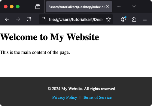 Оформление нижнего колонтитула  Тег с помощью CSS