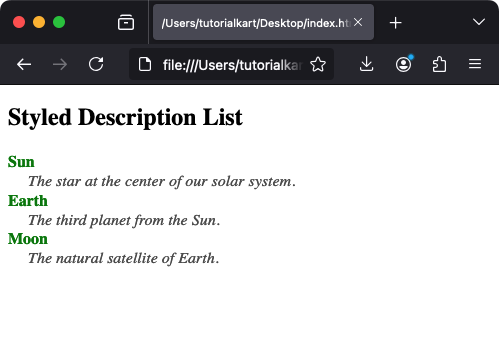 Оформление тега dd с помощью CSS