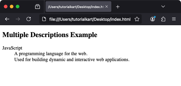 Использование нескольких описаний с одним термином