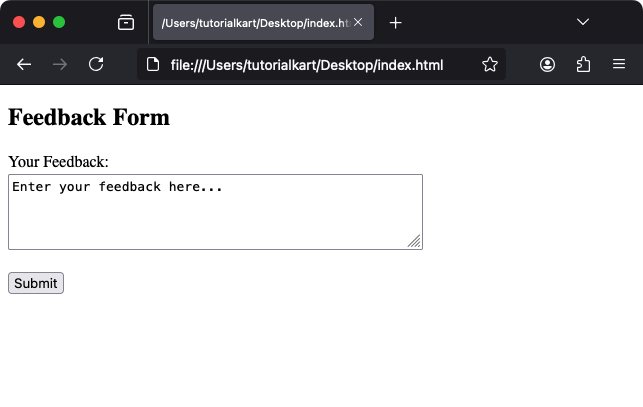 Пример простой текстовой области