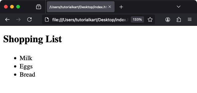 Пример простого неупорядоченного списка