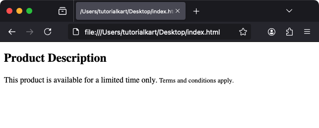 Пример использования тега small