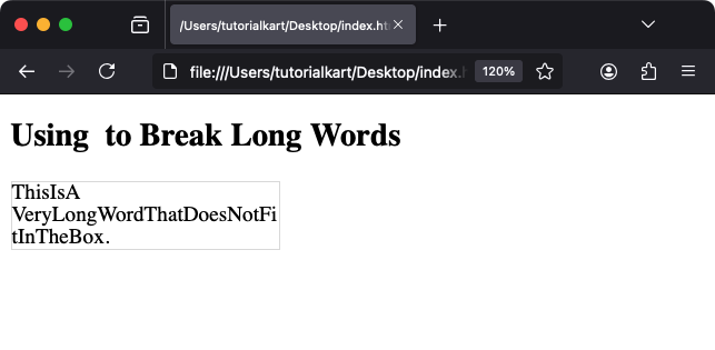 Пример использования тега wbr