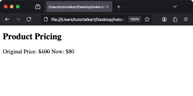 Пример использования тега s